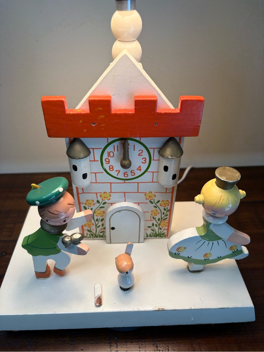 Vintage Irma Wooden Children’s Lamp Featuring Hand-Painted Figures - Picture 8 of 15